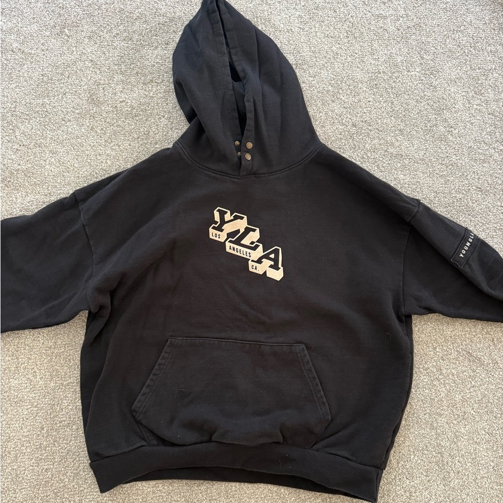 YoungLA Black Hoodie with Tan Logo
